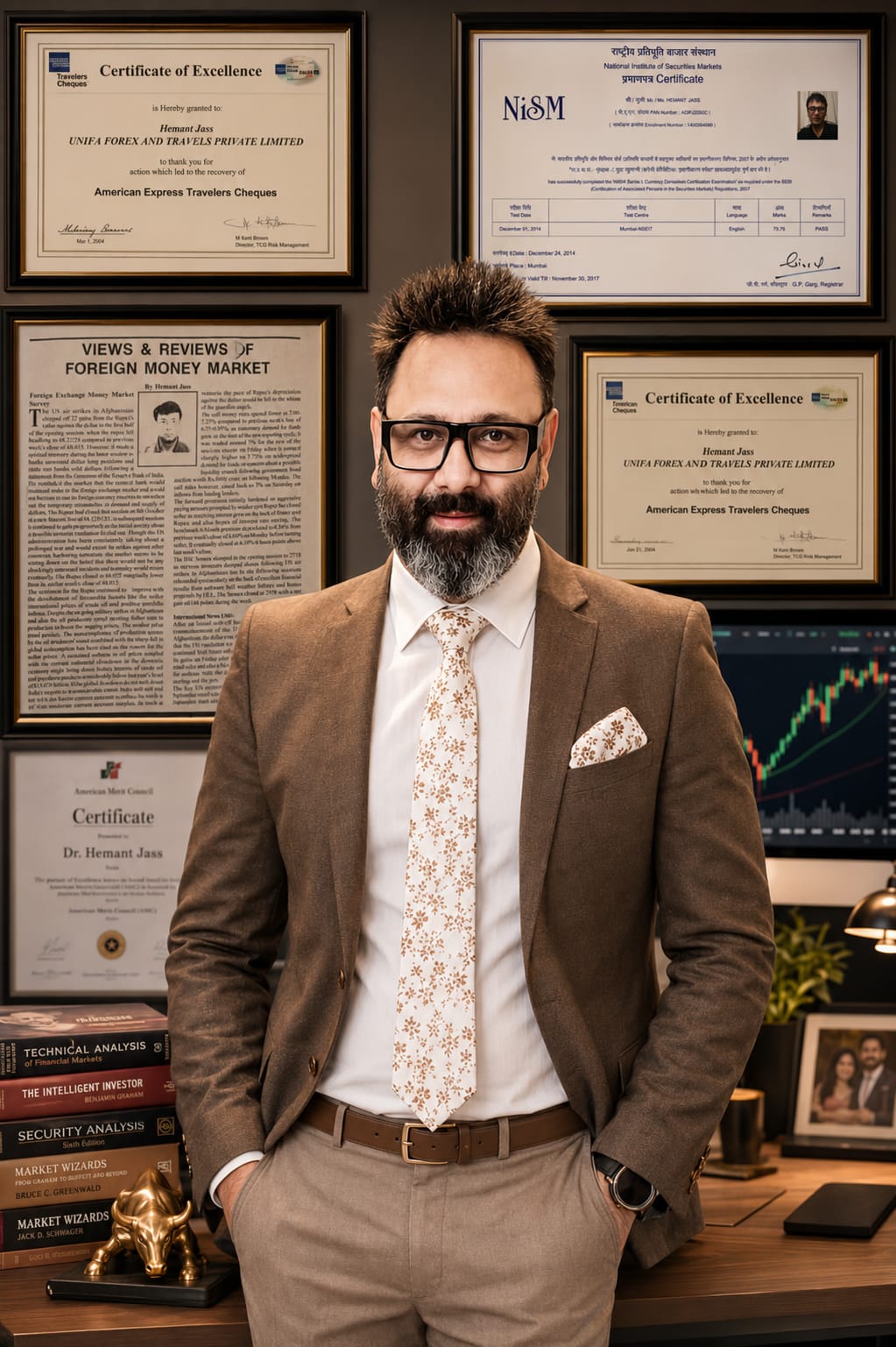 Dr. Hemant Jass certificates and awards in astrology and financial forecasting